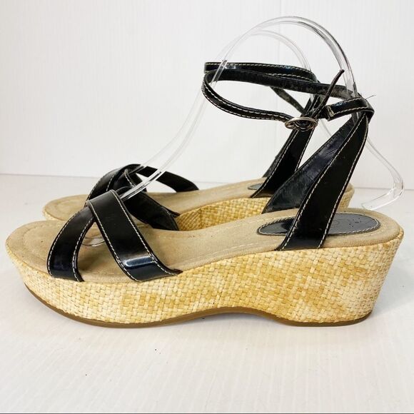 Anne Taylor Loft  Black Patent Leather Espadrille Sandals 8M - Picture 5 of 10